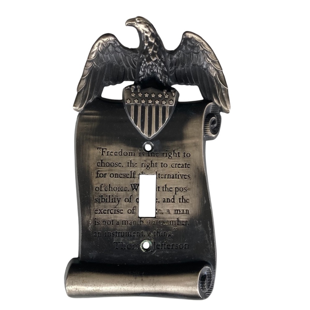 Brass Eagle Scroll Single Light Switch Plate Cover Thomas Jefferson GIM M.C. Co.